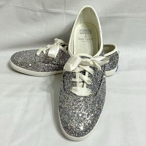 Kate Spade X Keds Wedding Shoes Size 10 Silver New Sparkle Glitter Sneakers